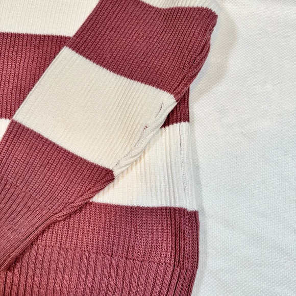 Hollister Women's Crewneck Sweater in Burgundy and White Stripes - Size Small - Picture 6 of 15